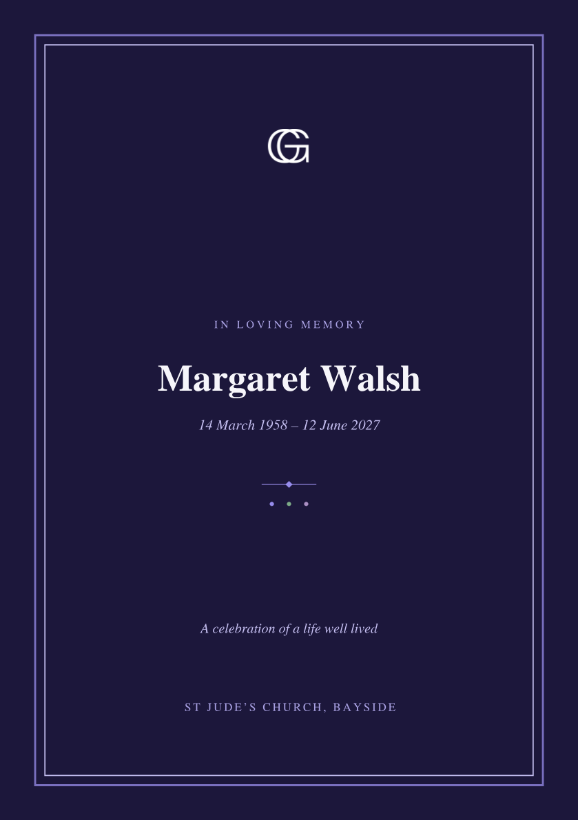The A5 order-of-service program — masthead, ceremony details, and the order of ceremony
